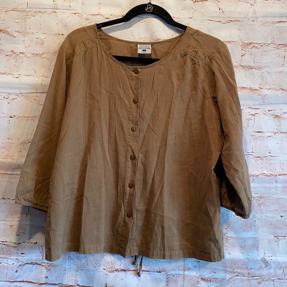Vintage Columbia button down blouse scoop neck L